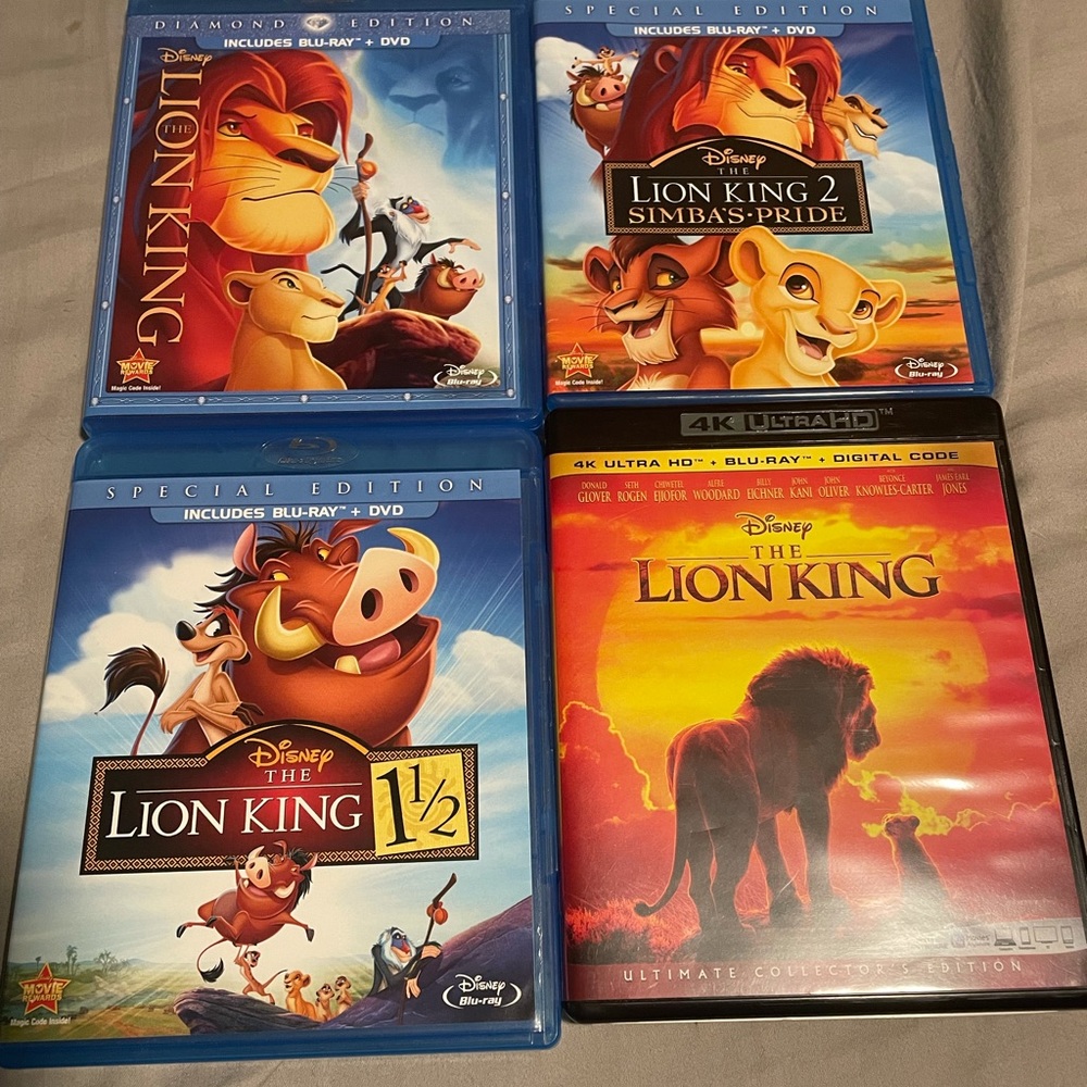 Lot of 4 Lion King movies